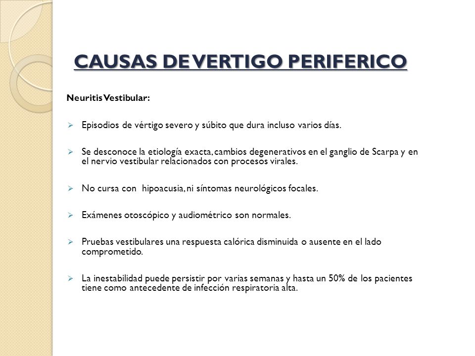 Causas de vertigo periferico
